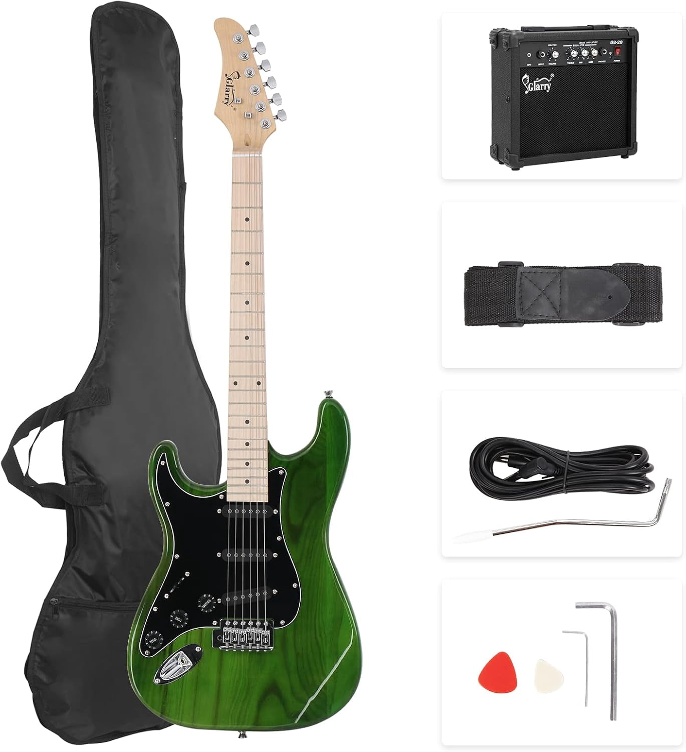 GLARRY Full Size Electric Guitar with 20W Amp  and Accessories Pack Guitar Bag for Music Lover Beginner