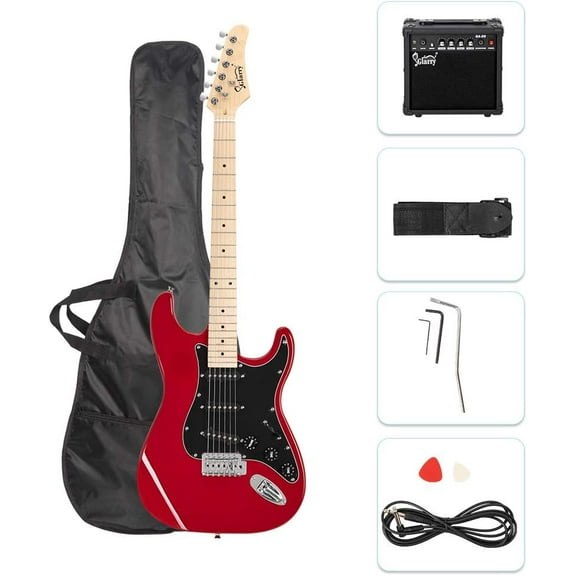 GLARRY Full Size Electric Guitar with 20W Amp  and Accessories Pack Guitar Bag for Music Lover Beginner