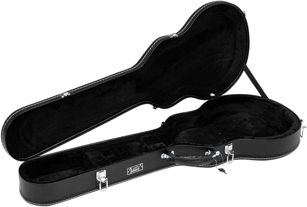 GLARRY ST Deluxe Electric Guitar Hard Shell Case Portable Square Guitar Case Microgroove Flat With Extra Neck & Bridge Padding (Yellow)
