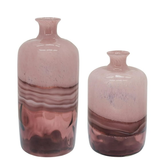 Sagebrook Home Glass Hand Blown Vase With Pink Finish 15943-02