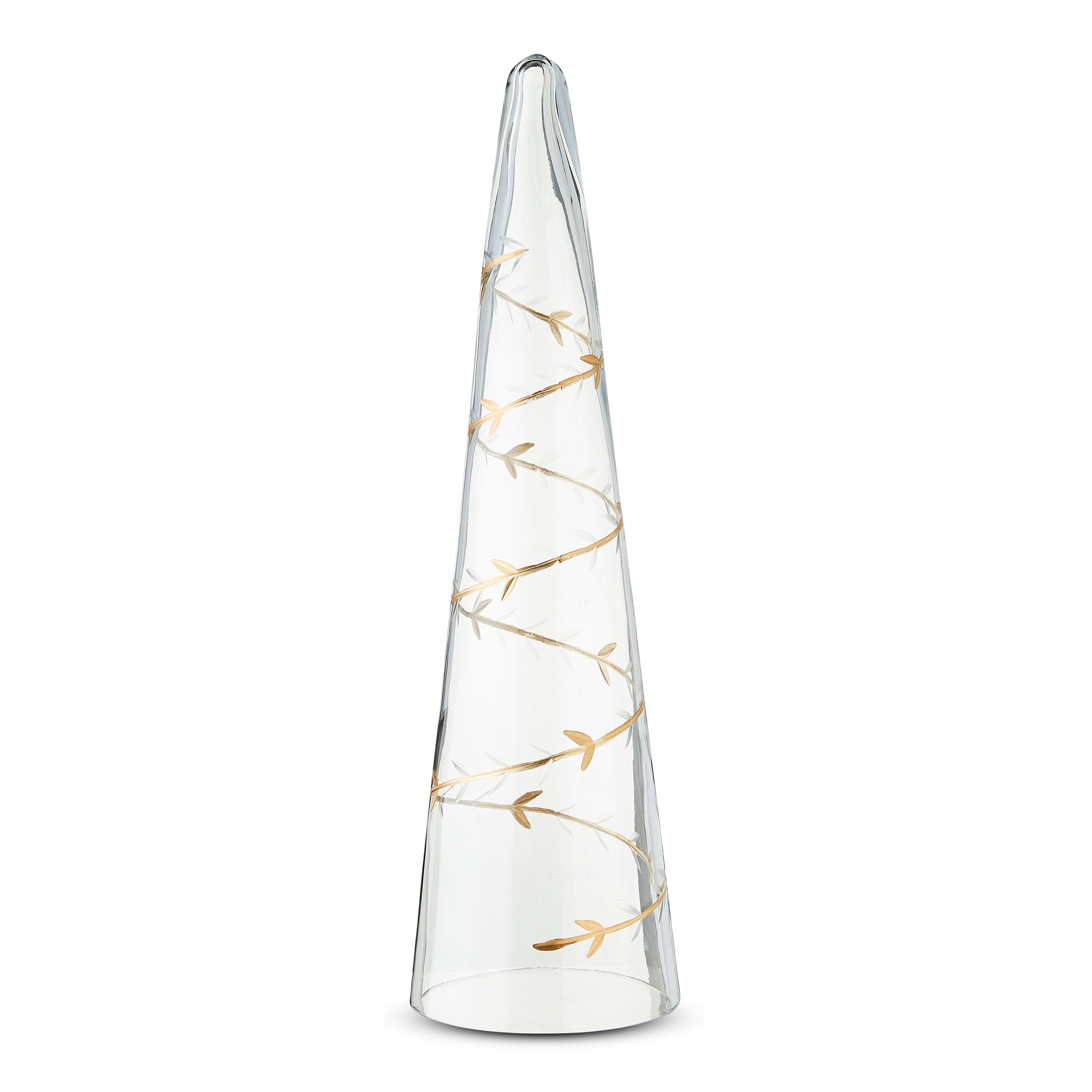 My Texas House Glass Cone Christmas Tabletop Decor, Gold, 16.25 in