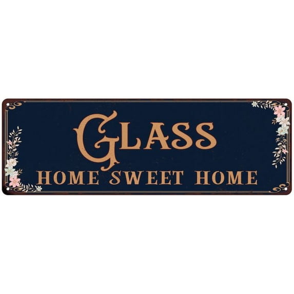 GLASS Home Sweet Home Victorian Look 8x24 Metal Sign 108240046315