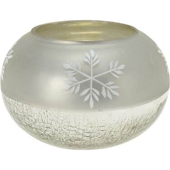 GLASS JAR - HALF CRACKLE WITH SNOWFLAKE SHORT