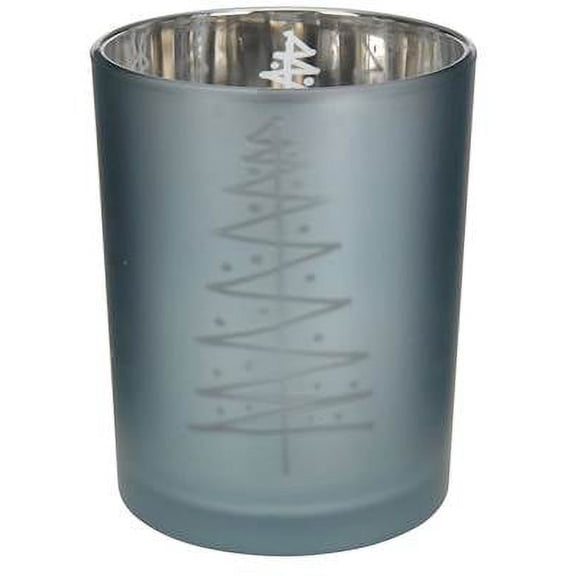 GLASS JAR - TEALIGHT HOLDER - TEAL CHRISTMAS TREE