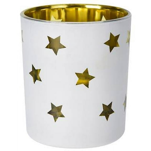 GLASS JAR - TEALIGHT HOLDER - WHITE STARS