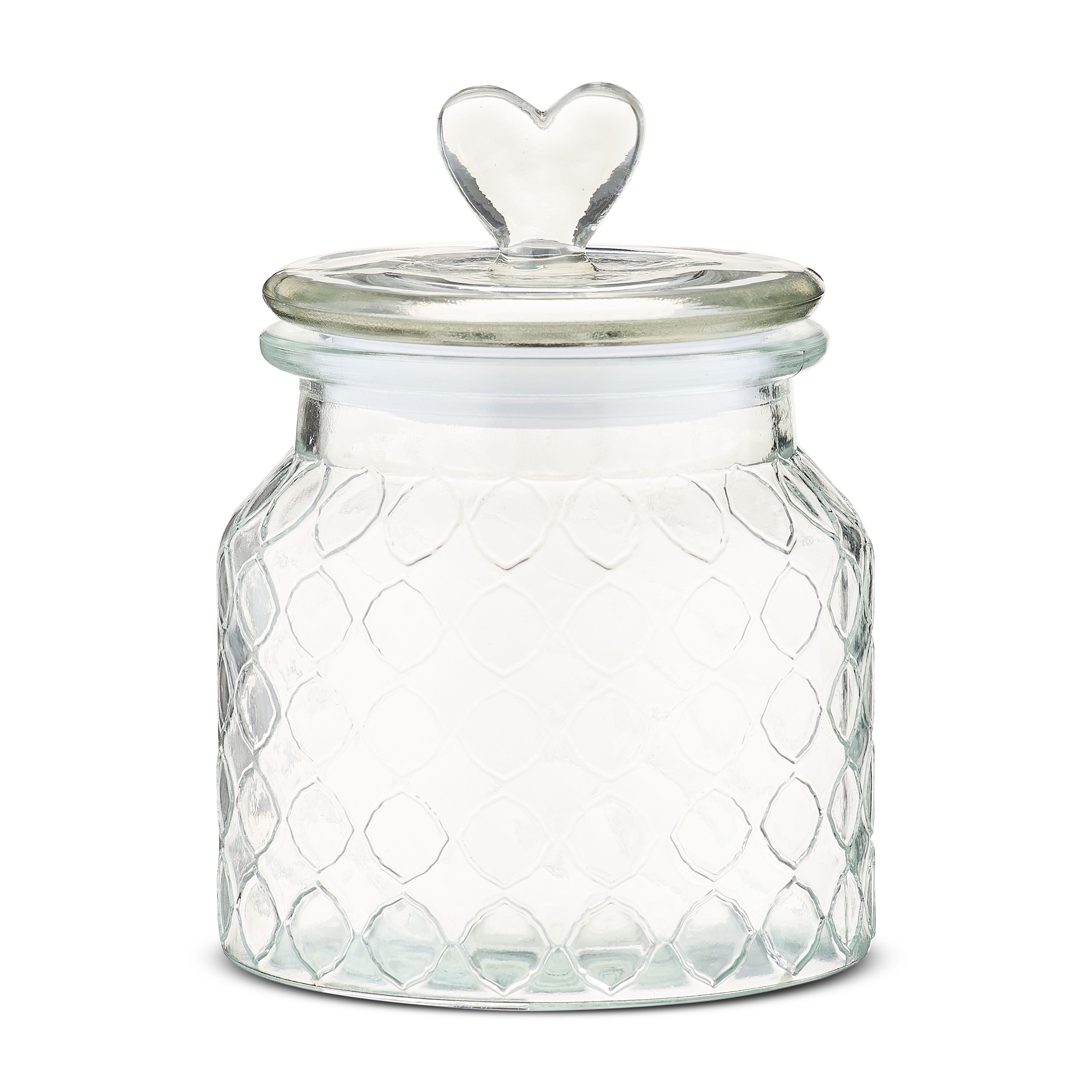 Clear Glass Jar with Lid and Heart-Shaped Knob, 6.25", Valentine's Day by Way To Celebrate