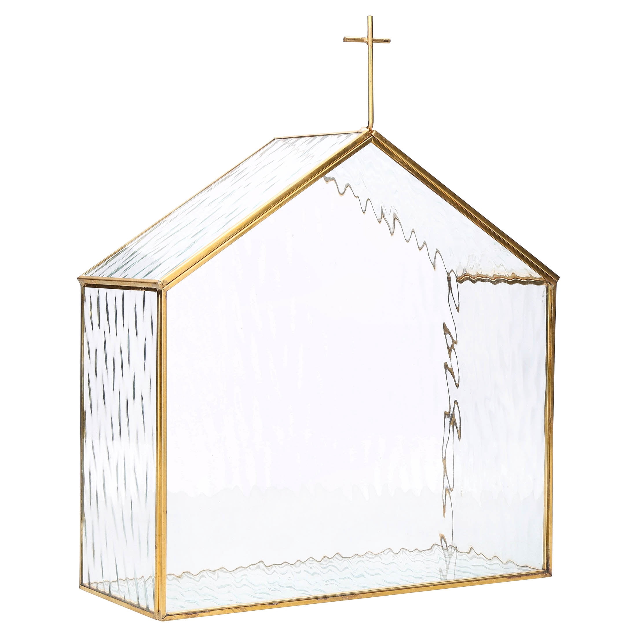 Large Glass Church Christmas Decoration, Gold and Clear, 13", by Holiday Time
