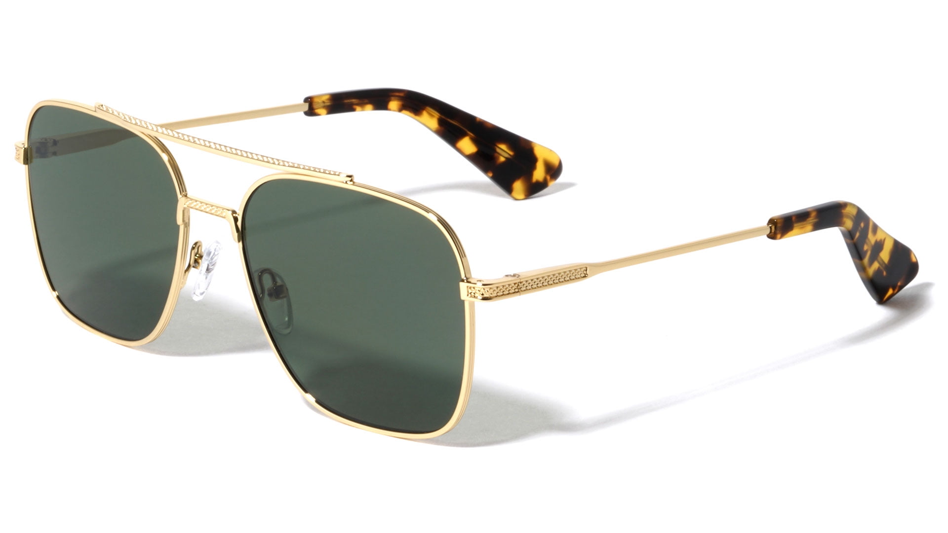 GLASS Lens Premium Square Pilot Metal Frame Sunglasses For Men Or Women UV400