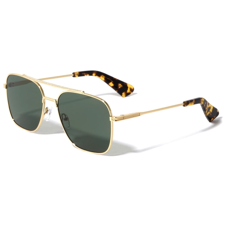 GLASS Lens Premium Square Pilot Metal Frame Sunglasses For 