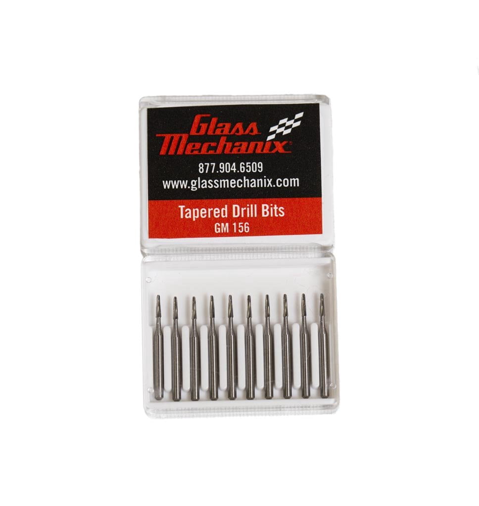 GLASS MECHANIX   Carbide Drill Bits, Tapered, Qty 10