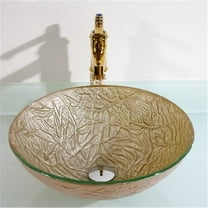 GLASS SINK BOWL-Color:Champagne Gold,Material:Tempered Glass