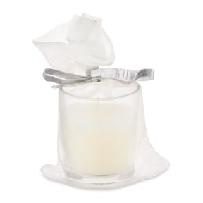 Way To Celebrate Glass Votive Candle with Organza Bag, Vanilla, White