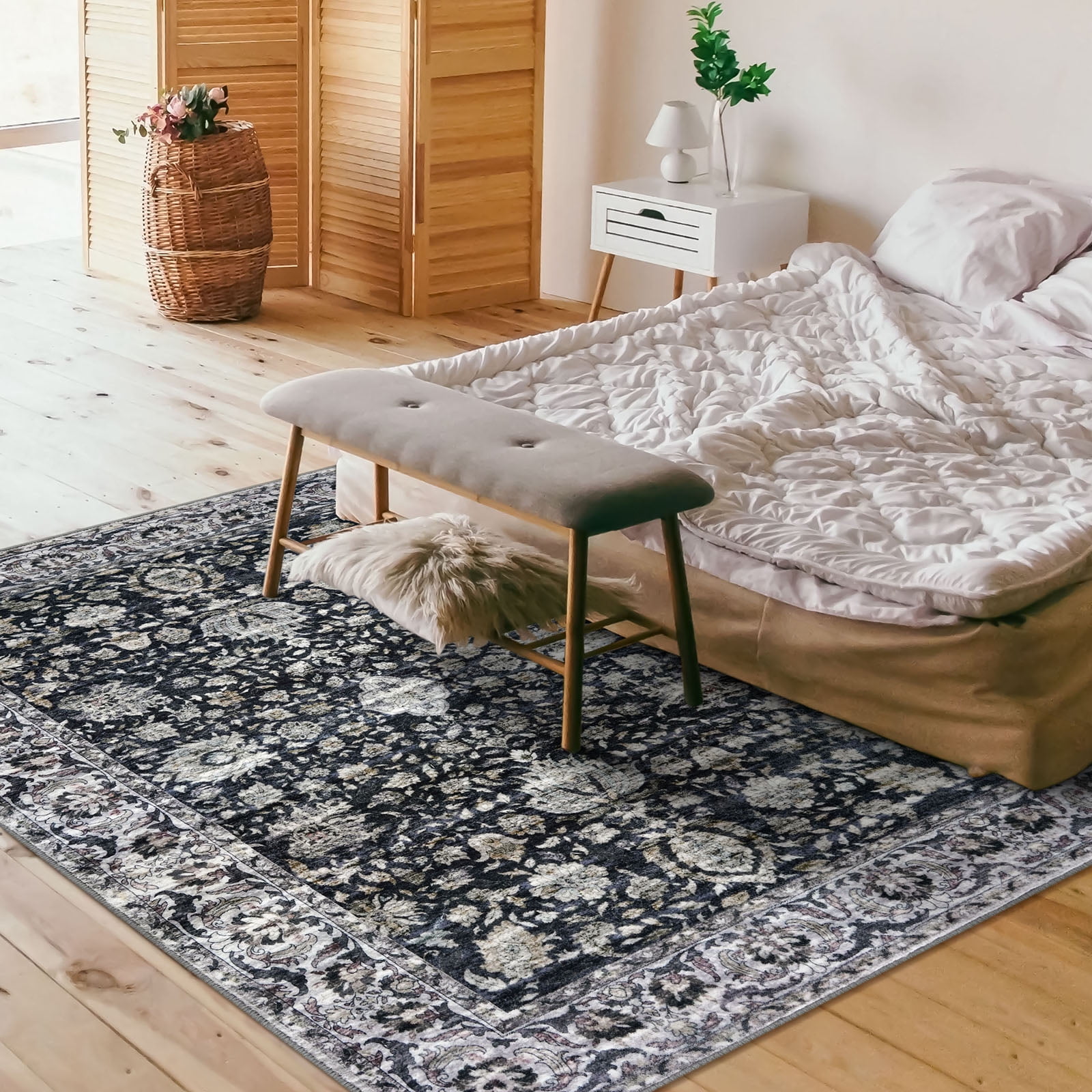 GLATTICE Dining Room Mat 6'x9' Area Rug Washable Vintage Rug Boho Rugs