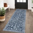 thumbnail image 1 of GLATTICE Runner Rug 2x5 Non Slips Rug Runner Super Soft Kitchen Runner Rug Printed Faux Wool Floral Thin Blue Rugs for Hallway Entryway Laundry Room Bedroom, Navy and White, 1 of 7