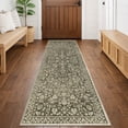 thumbnail image 1 of GLATTICE Runner Rug 2x6 Non Slips Rug Runner Super Soft Kitchen Runner Rug Printed Faux Wool Floral Thin Blue Rugs for Hallway Entryway Laundry Room Bedroom, Taupe Brown, 1 of 6