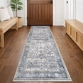 thumbnail image 1 of GLATTICE Washable 2x6 Runner Rug Hallways Non Slip Rug Runners Vintage Floral Printed Super Soft Carpet Runners for Entryway Bedroom Bedside Kitchen Laundry Room, Grey Blue, 1 of 8