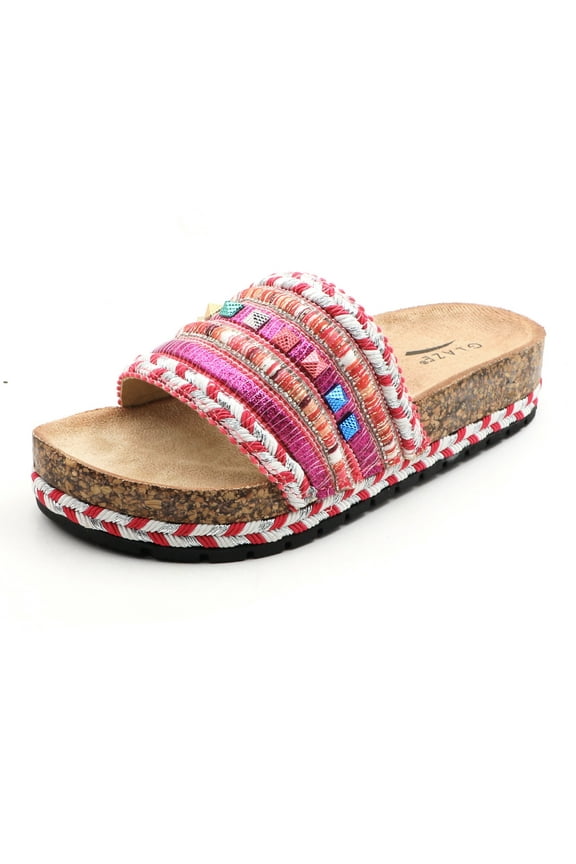 Women's Boho Slide Sandals Cork Footbed Sandal