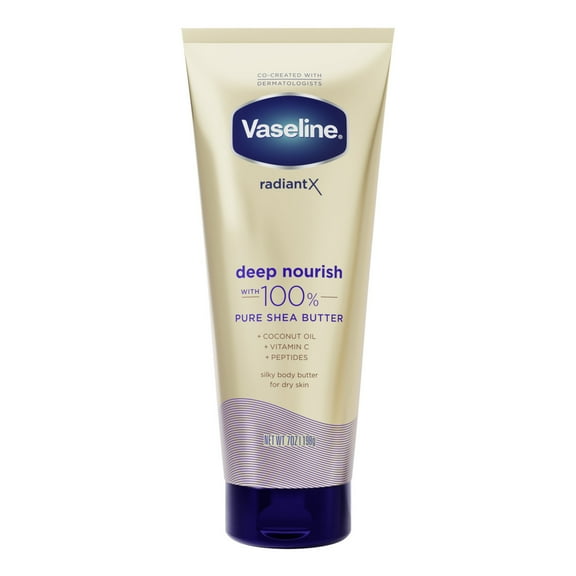 Vaseline Radiant X Moisturizing Body Butter & Lotion Deep Nourish with 100% Pure Shea Butter, 7 oz