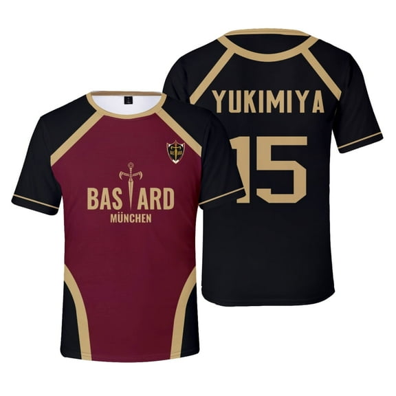 GLB Blue Lock Anime Bastard München Football Jersey - Unisex Crewneck Short Sleeve Cosplay T-Shirt