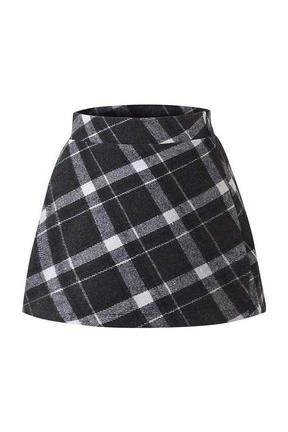 GLCCG Kids Girl's Wool Plaid Skirt Fall Winter High Waisted A Line Short Skirts Trendy Casual Warm School Uniform Plaid Skirt 3-13 Years