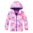 thumbnail image 1 of GLCCG Kids Rain Jackets Lightweight Waterproof Hooded Rain Coats for Girls Boys Trendy Printed Full Zipper Windbreaker with Pockets 4-12 Years, 1 of 3