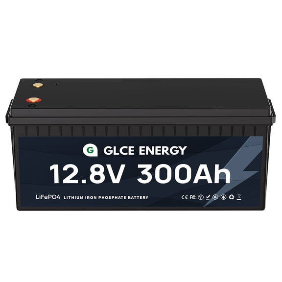 GLCE ENERGY 12V 300Ah LiFePO4 Battery, 4000~15000 Deep Cycles Grade A Cells Lithium Battery, 200A BMS, 3840Wh Energy, Suitable for Solar Home System, Camping,RV, Household Application