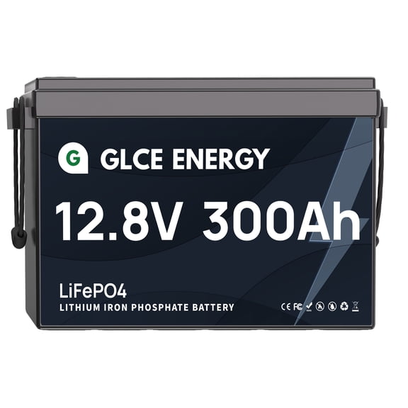 GLCE ENERGY 12V 300Ah LiFePO4 Lithium Battery, Built-in Smart BMS, 4000~15000 Cycles, 3840Wh Lithium Battery, Deep Cycle Battery for RV, Solar System, and Off-Grid etc