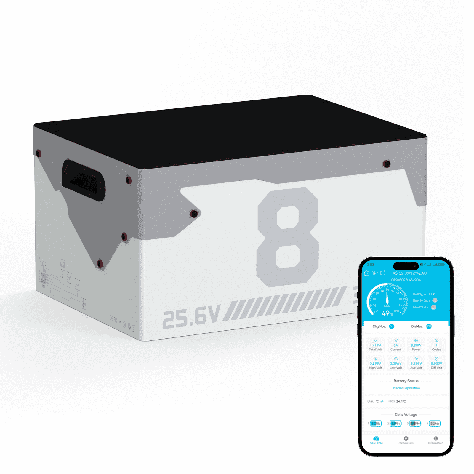 GLCE ENERGY 24V 300Ah(314Ah) LiFePO4 Battery, 200A BMS Bluetooth,8.04kWh Metal Case Lithium,15000+ Cycle,Low Temp Protection for RV, Solar, Off gird