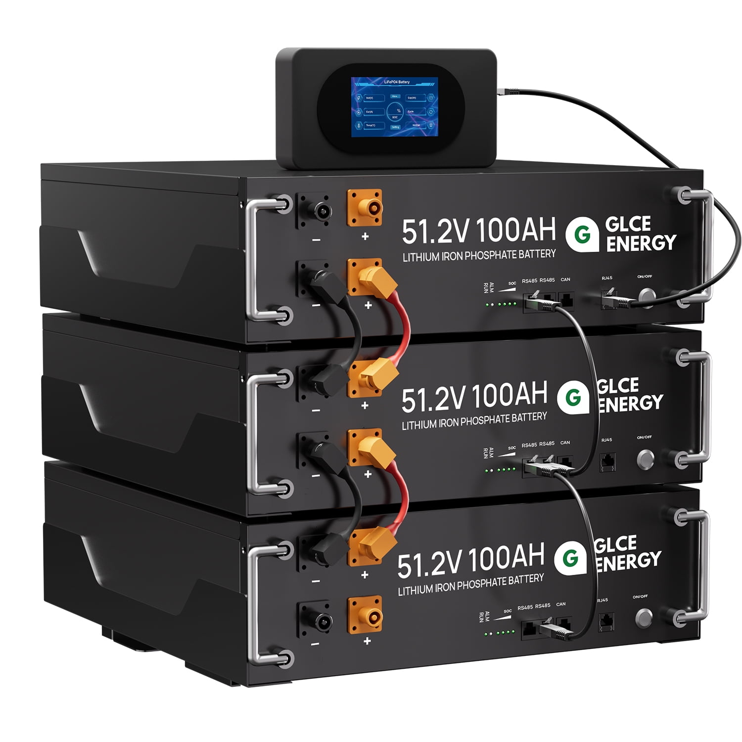 GLCE ENERGY 51.2V 300Ah LiFePO4 Lithium Battery, Built-in 100A Smart BMS, 4000~15000+ Deep Cycle Rechargeable, 10 Years Lifespan, RV, Solar, Marine, Overland, Home Energy Storage