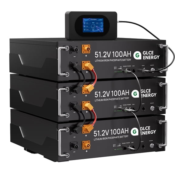 GLCE ENERGY 51.2V 300Ah LiFePO4 Lithium Battery, Built-in 100A Smart BMS, 4000~15000+ Deep Cycle Rechargeable, 10 Years Lifespan, RV, Solar, Marine, Overland, Home Energy Storage