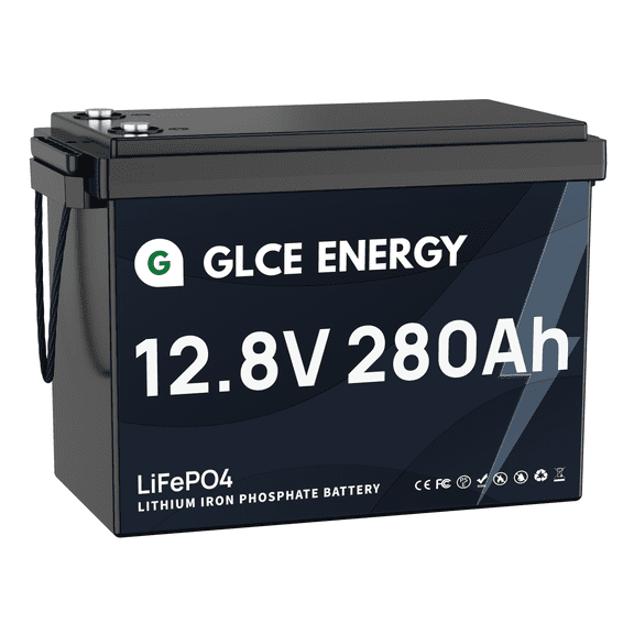 GLCE ENERGY LiFePO4 12V 280Ah Battery, Built-in 200A BMS, 3584Wh LiFePO4 Battery, 4000~15000 Cycles, Perfect for Off-Grid, Home Systems, RVs, Lawn Movers, Solar