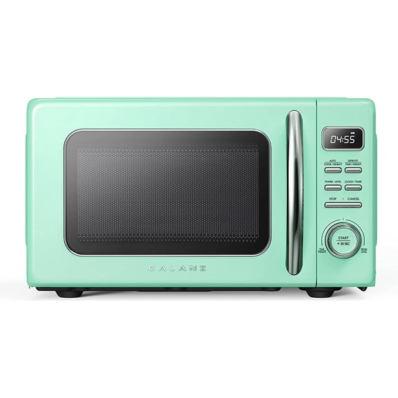 GLCMKZ07GNR07 Retro Countertop Microwave Oven with Auto Cook & Reheat, Defrost, Quick Start Functions, Easy Clean with Glass Turntable, Pull Handle.7 cu ft, Green