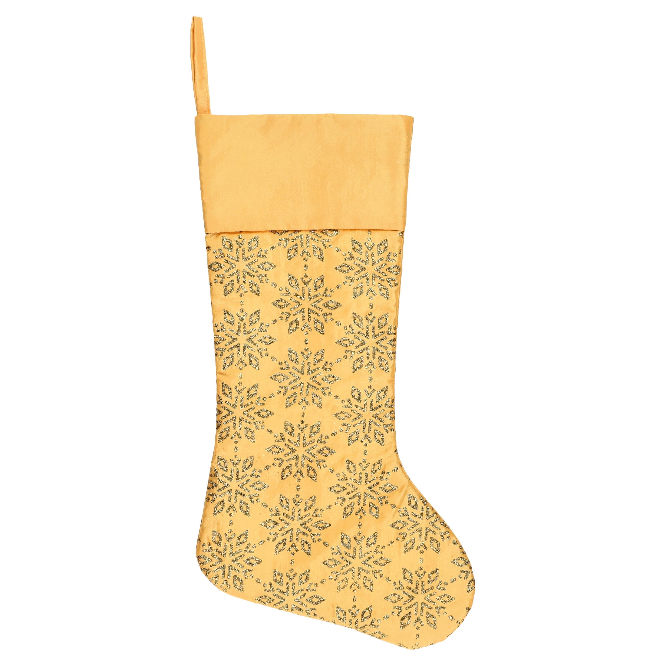 Satin Snowflake Christmas Stocking, Yellow, 18", by Holiday Time