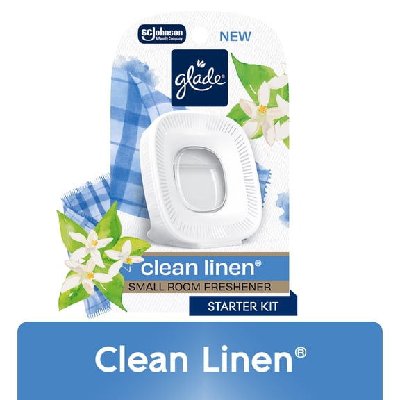 Glade Small Room Freshener Starter Kit, Clean Linen, 1 Device + 1 Refill, 0.25 fl oz