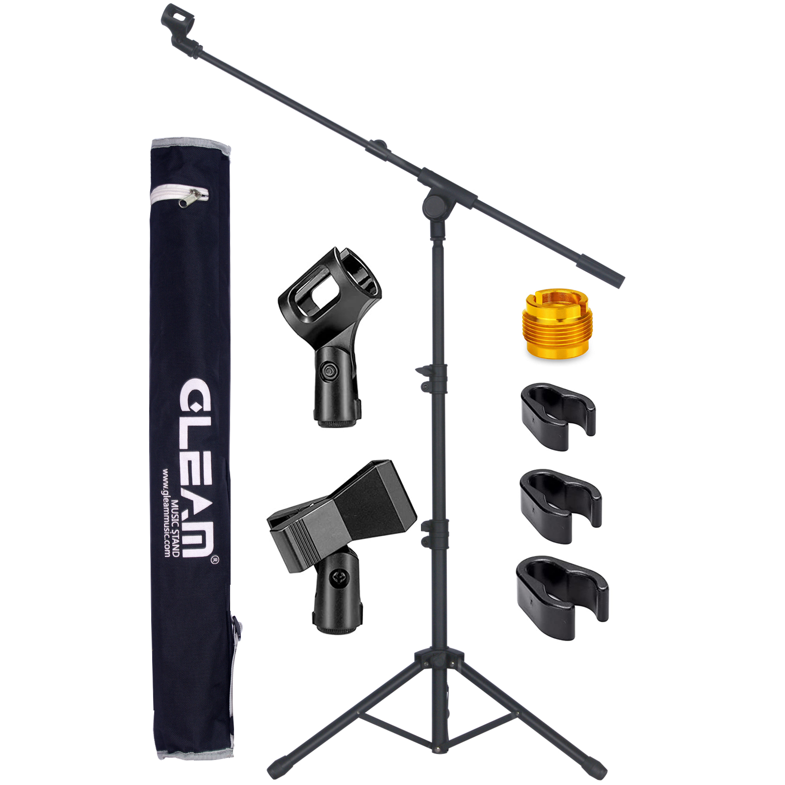 GLEAM Microphone Stand Tripod Boom Mic Stand with Carrying Bag, 2 Mic