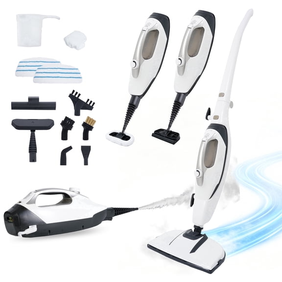 GLEEHILL Steam Cleaners Handheld, 13-in-1 Foldable Steam Mop with Detachable Handheld Cleaner, Adjustable Steam, Fast Heat-Up, 400ML Tank, 8M Cord for Tile, Carpet, Kitchen, Window & Bathroom