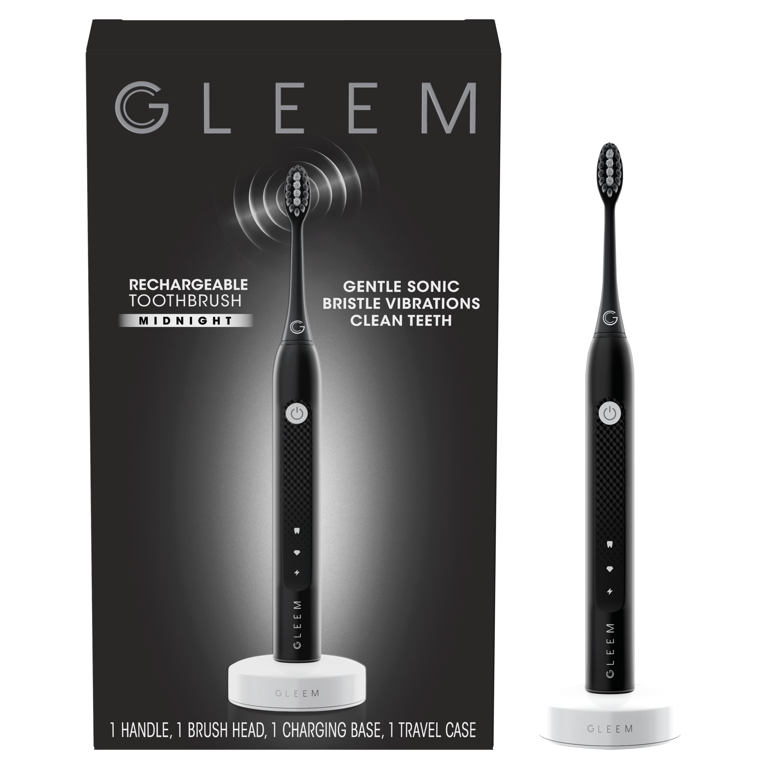 GLEEM Rechargeable Electric Toothbrush, Midnight Black