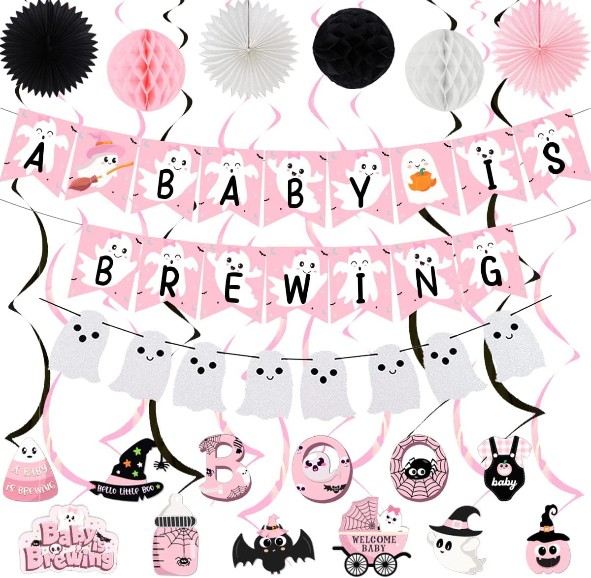 GLEERAGE Halloween Baby Shower Paper Decorations A Baby is Brewing