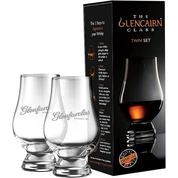 GLENCAIRN GLENFARCLAS BRANDED WHISKY GLASS, SET OF 2 IN TWIN GIFT CARTON