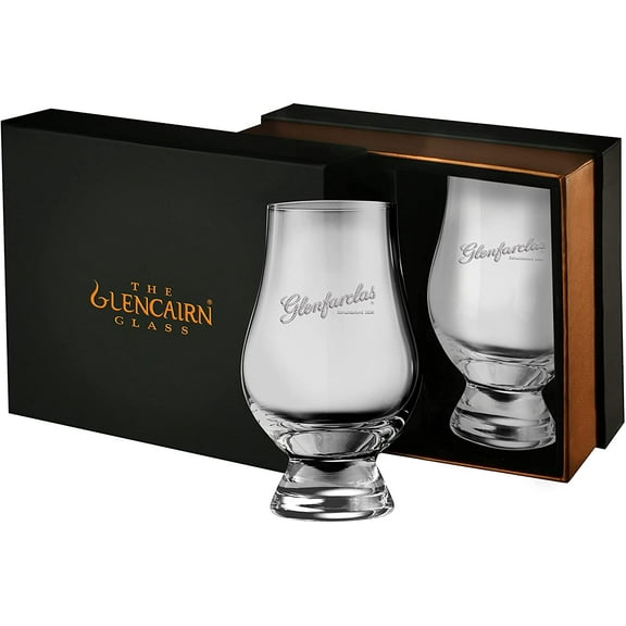 GLENCAIRN GLENFARCLAS DISTILLERY LOGO BRANDED GLASS, SET OF 2 IN PRESENTATION BOX