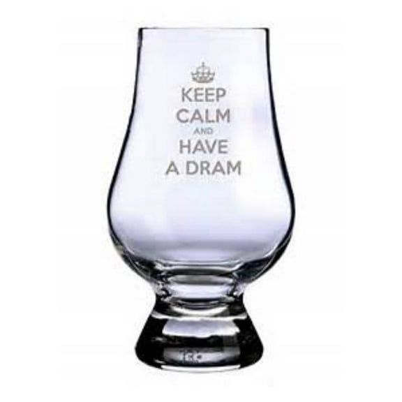 GLENCAIRN KEEP CALM AND HAVE A DRAM ENGRAVED WHISKY GLASS IN GIFT CARTON