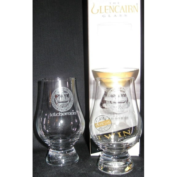 GLENCAIRN KILCHOMAN ISLAY CREST BRANDED WHISKY GLASS, SET OF 2 IN TWIN GIFT CARTON