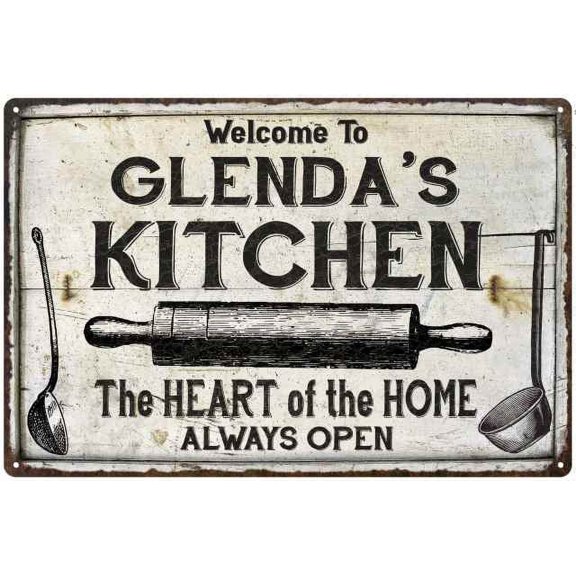 GLENDA'S Kitchen Farmhouse Sign Gift 8x12 Metal 208120033245