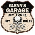 thumbnail image 1 of GLENN'S Garage My Tools My Rules Skull 12x12 Metal Sign 211110025120, 1 of 1