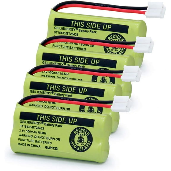 GLESOURCE 500mAh Power Battery for Telephone Models BT18433, BT28433, BT8001, 4 Pack