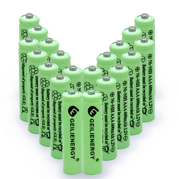 GLESOURCE Solar Light Batteries AAA Triple A NIMH 600mAh 1.2V Rechargeable for Garden Lights Remotes Mice(20PCS)