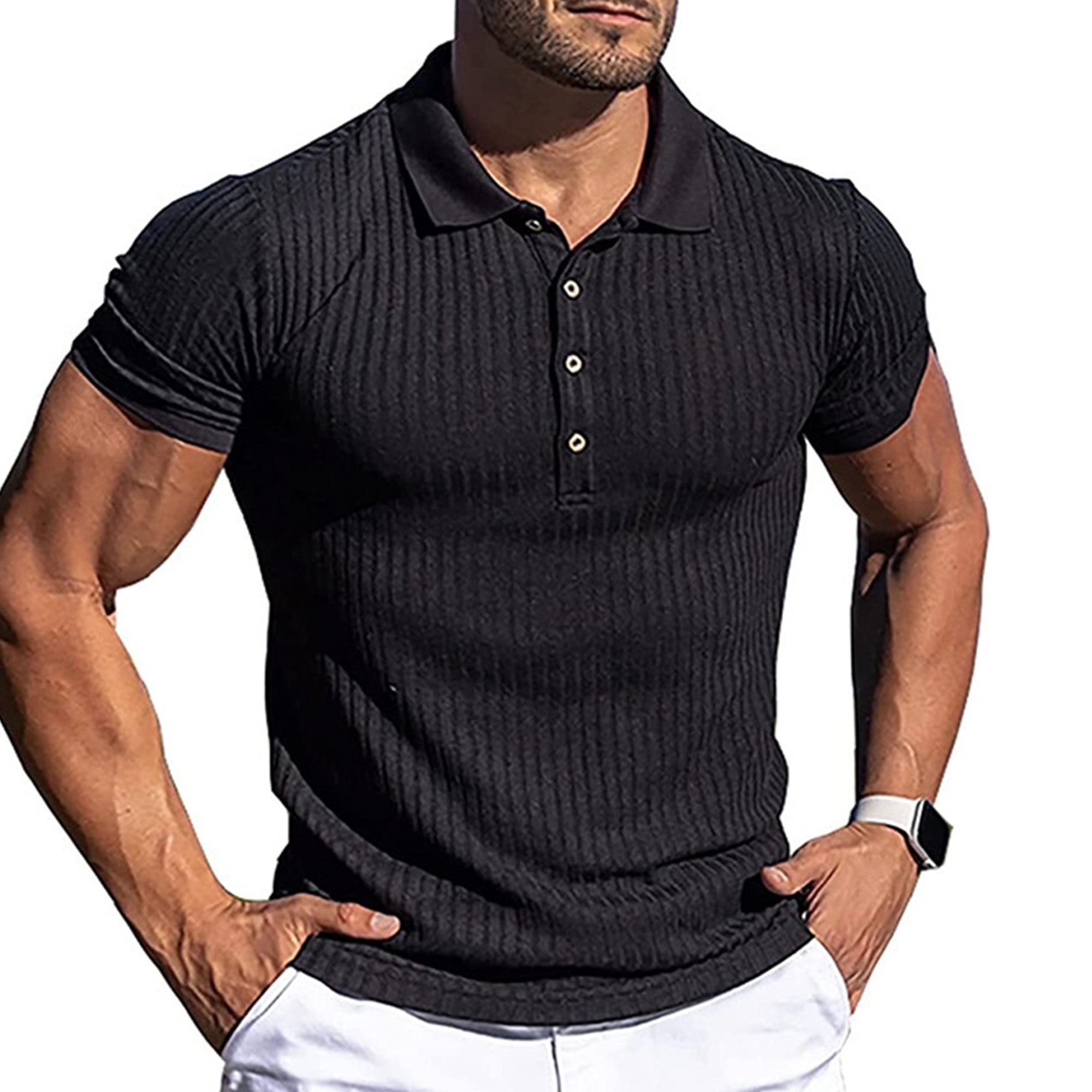 GLESTORE Polo Shirts for Men Casual Polo Shirts Short Sleeve Elastic ...