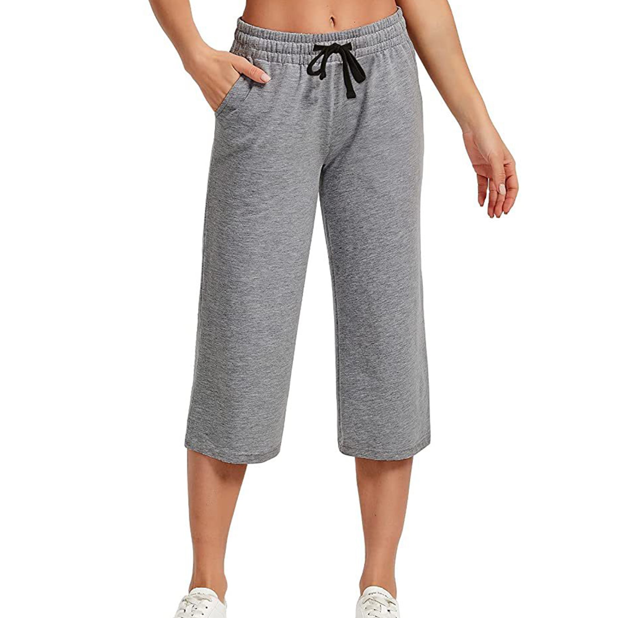 GLESTORE Women Pants Wide Leg Loose Fit Female Yoga Pants Dark Gray M ...