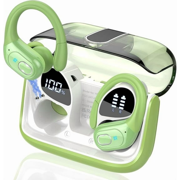 GLFE Wireless Earbuds 75hrs Bluetooth 5.4 Headphone Sport, 2025 Bluetooth Earbuds Stereo Deep Bass Over Ear Bud with Earhooks, ENC Noise Cancelling Mic, IPX7 Waterproof Earphone for Workout/Running