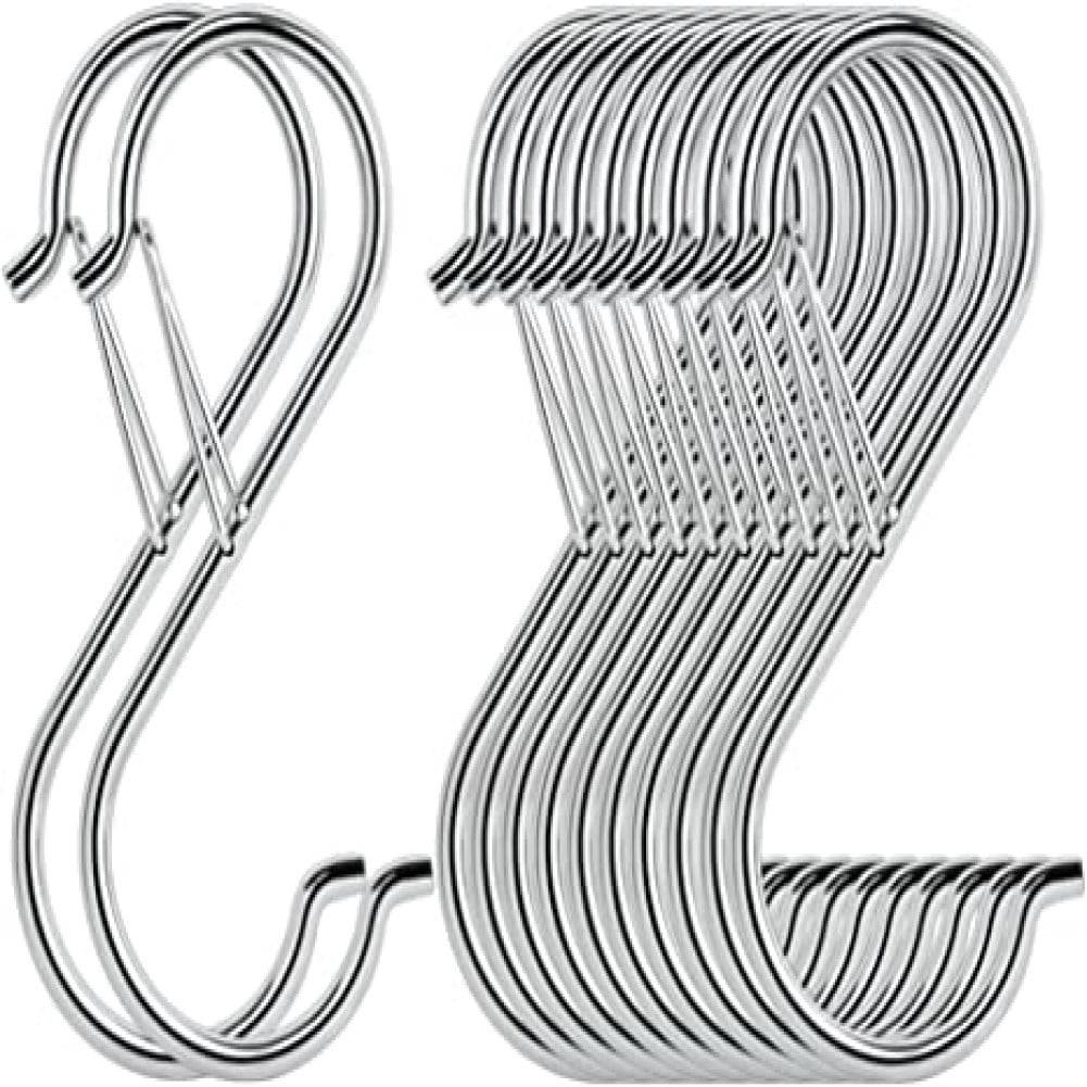 GLFILL 10Pcs S Hooks For Hanging Black S Hooks Heavy Duty Metal Hooks